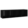 vidaXL TV Cabinets 3 pcs High Gloss Black 142.5x35x36.5 cm Engineered Wood