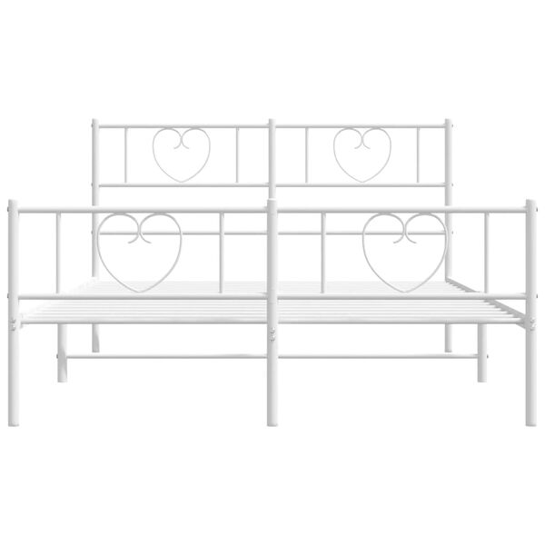 vidaXL Metal Bed Frame without Mattress with Footboard White 120x190cm