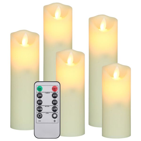 vidaXL 5 Piece Electric LED Candle Set with Remote Control Warm White