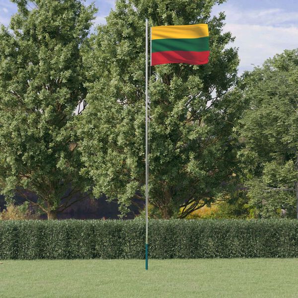 vidaXL Lithuania Flag and Pole 6.23 m Aluminium