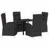 vidaXL Garden Dining Set with Cushion 5 pcs Black Poly Rattan