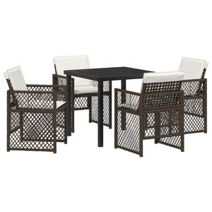 vidaXL Garden Dining Set 5 pcs Brown Poly Rattan