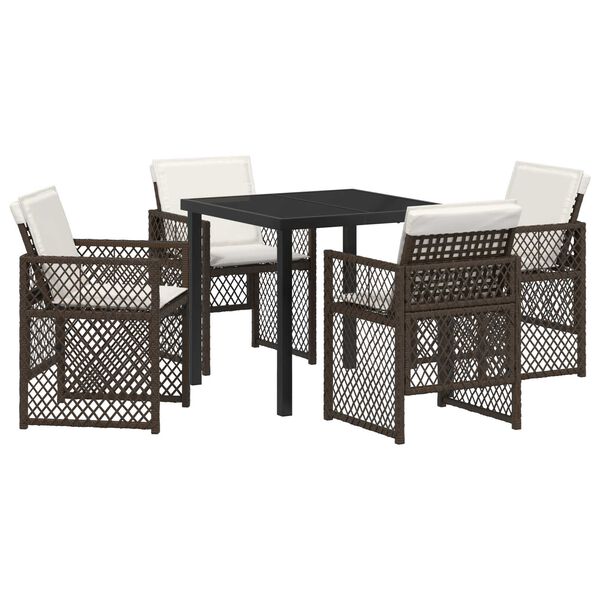 vidaXL Garden Dining Set 5 pcs Brown Poly Rattan