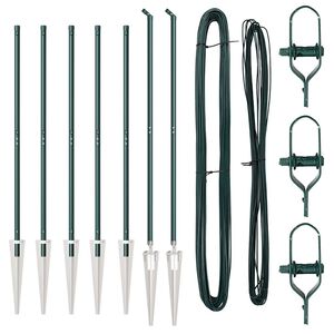 vidaXL Fence Posts Manual 7 pcs Green Ø32mm 160 cm Galvanised steel