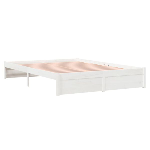 vidaXL Bed Frame without Mattress White Solid Wood 150x200 cm King Size King Size