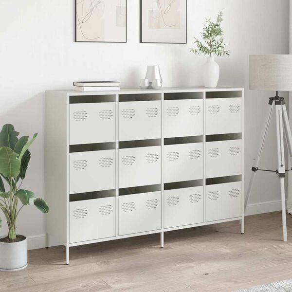 vidaXL Sideboard White 135x39x103.5 cm Cold-rolled Steel