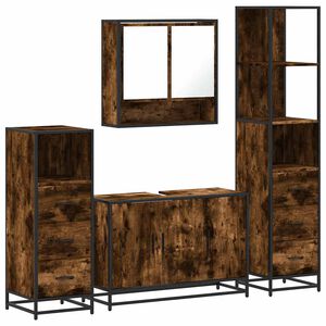 vidaXL 4&nbsp;Piece Bathroom Furniture Set&nbsp;Smoked Oak Engineered Wood