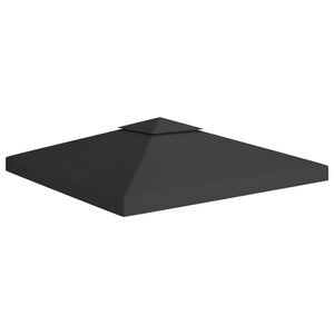 vidaXL 2-Tier Gazebo Top Cover 310 g/m&sup2; 3x3 m Black