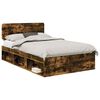 vidaXL Bed Frame Smoked Oak 135 x 190 cm Solid Pine Wood