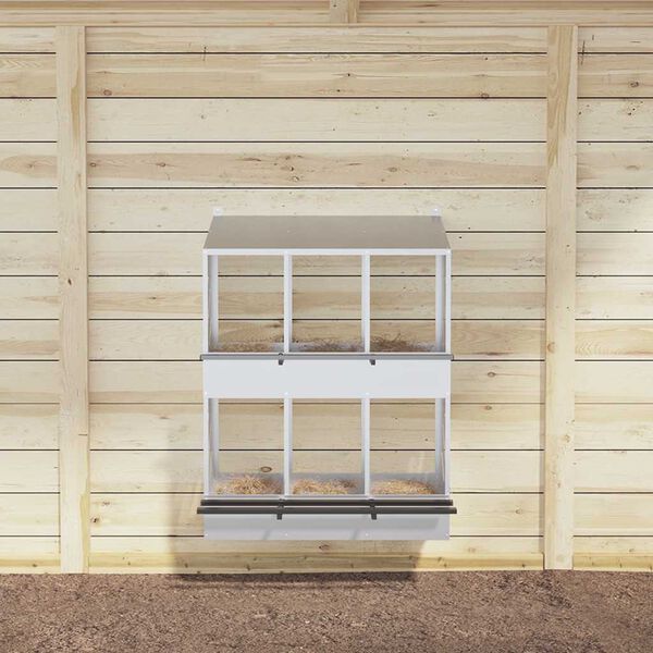 vidaXL Chicken Nesting Box with 6 Compartments Galvanized Silver Metal