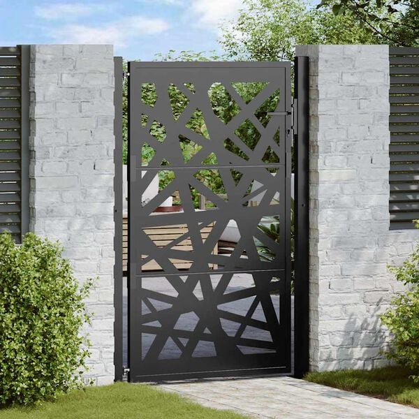 vidaXL Garden Gate Black 100x150 cm Steel Light Design