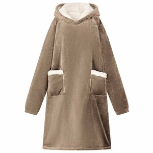 vidaXL Blanket Hoodie Camel L Fleece and Flannel