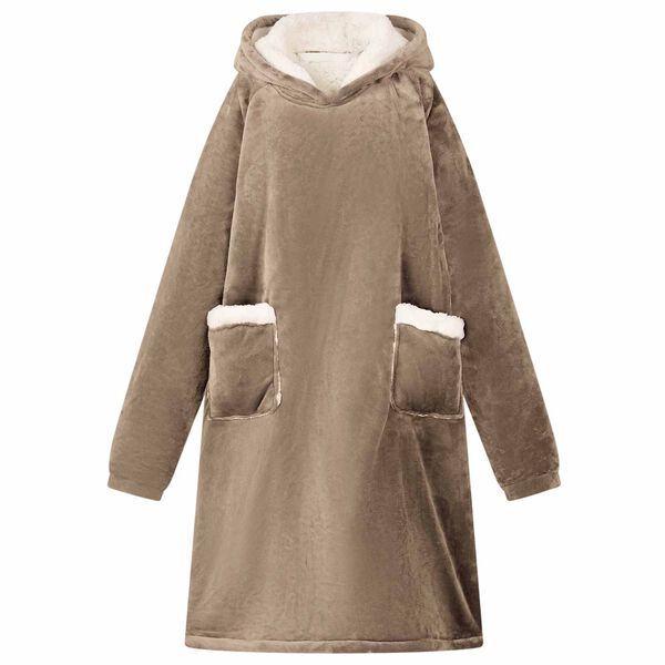 vidaXL Blanket Hoodie Camel 112 x 94 cm Fleece and Flannel