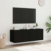 vidaXL TV Wall Cabinets with LED Lights 2 pcs Black 60x35x41 cm