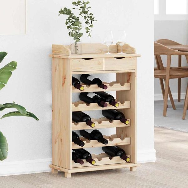 vidaXL Wine Rack Natural 58 x 28 x 90 cm Solid Pine Wood