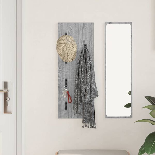 vidaXL Wall-Mounted Coat Rack Grey Sonoma 30 x 1.5 x 80 cm