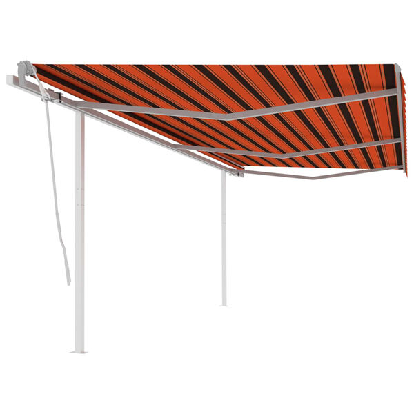 vidaXL Manual Retractable Awning with Posts 6x3.5 m Orange and Brown