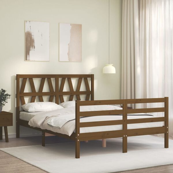 vidaXL Bed Frame without Mattress Honey Brown 140x190 cm Solid Wood