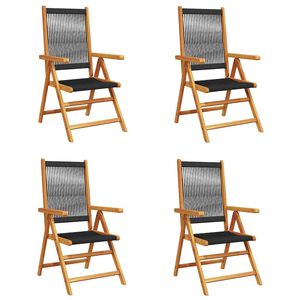vidaXL Reclining Folding Chairs 4 pcs Black Solid Wood Acacia