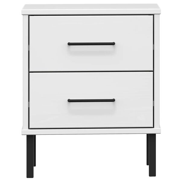 vidaXL Bedside Cabinet with Metal Legs White Solid Wood Pine OSLO