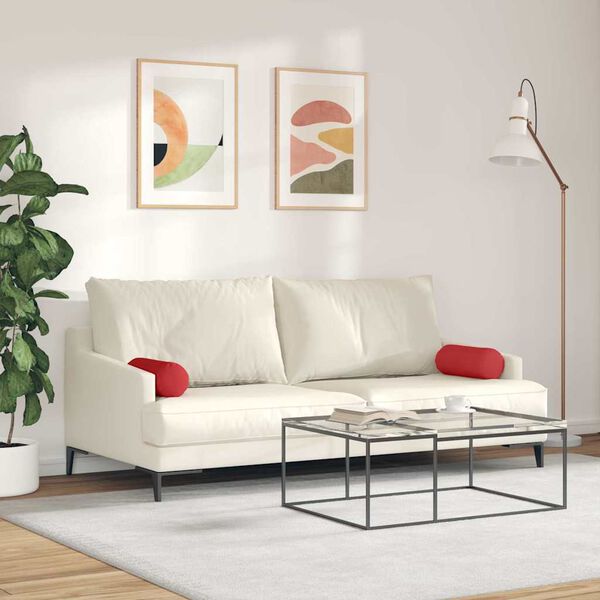 vidaXL Bolster Pillows 2 pcs Red Ø 15 x 40 cm Fabric