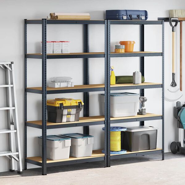 vidaXL 5-Layer Storage Shelves 2 pcs Anthracite Steel&Engineered Wood