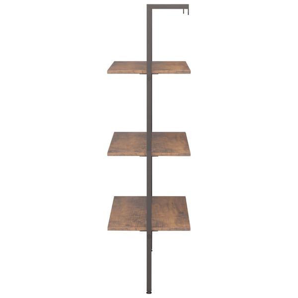 vidaXL 3-Tier Leaning Shelf Dark Brown and Black 64x35x120.5 cm