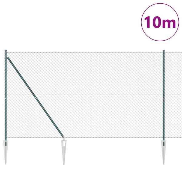 vidaXL Fence Post Green 10 x 1.5 m (60 x 60 mm mesh) Steel and PVC