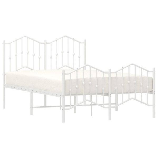 vidaXL Metal Bed Frame without Mattress with Footboard&nbsp;White 120x200cm