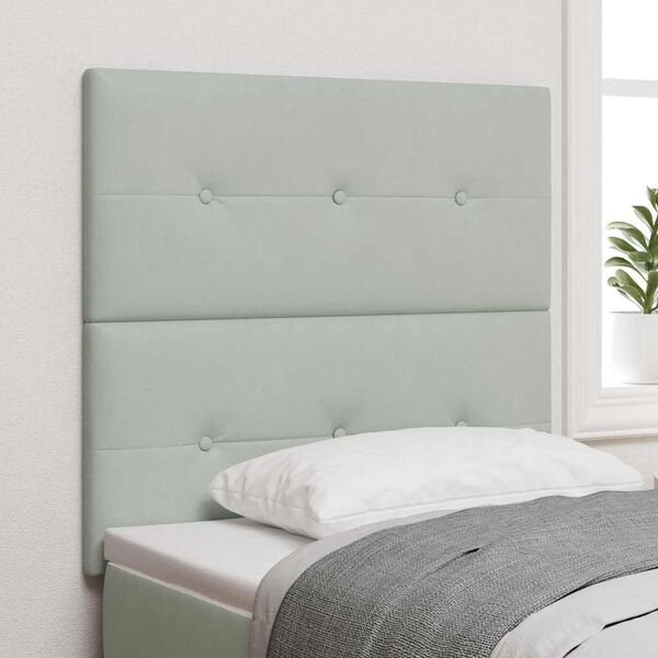 vidaXL LED Headboard with LED Strip Lights Light Grey 100 cm Polyester