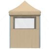 vidaXL Foldable Party Tent Pop-Up with 4 Sidewalls Beige