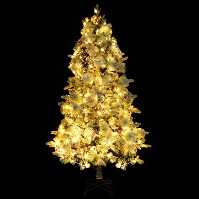 vidaXL Pre-lit Christmas Tree with Flocked Snow&Cones 225 cm PVC&PE
