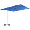 vidaXL Cantilever Garden Parasol with Steel Pole Azure Blue 250x250 cm