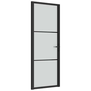 vidaXL Interior Door 76x201.5 cm Black Matt Glass and Aluminium