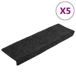 vidaXL Stair Mats Self-adhesive 5 pcs 65x21x4 cm Grey Rectangular Edge