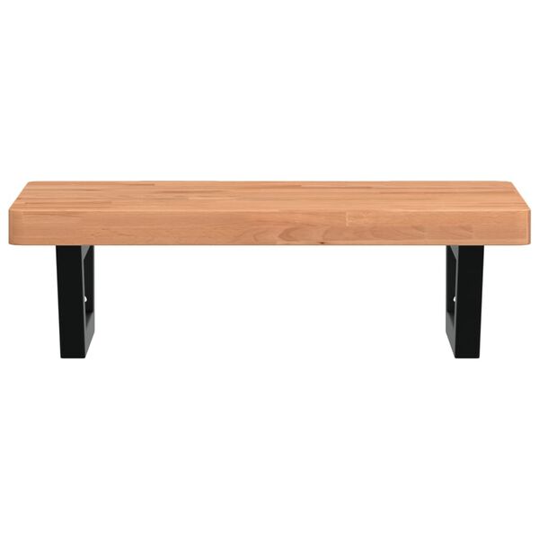 vidaXL Basin Shelf Wall Mounted Steel and Solid Wood Beech