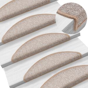 vidaXL Stair Mats 15 pcs 56x17x3 cm Light Brown Half Round