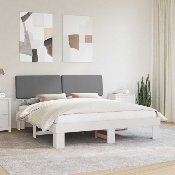 vidaXL Bed Frame with Upholstered Headboard Light Grey 180 x 200 cm