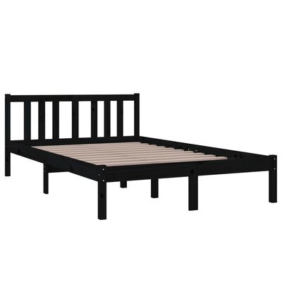 vidaXL Bed Frame Black Solid Wood 120x200 cm