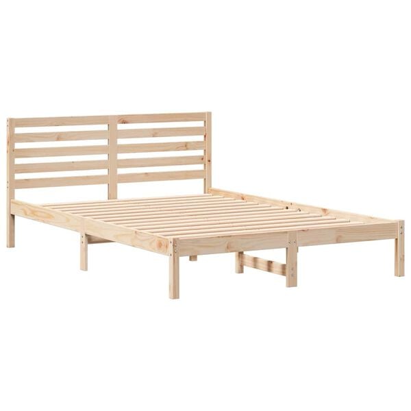 vidaXL Bed Frame with Headboard Brown 140 x 210 cm Solid Pine Wood