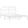 vidaXL Metal Bed Frame without Mattress with Headboard White 160x200cm