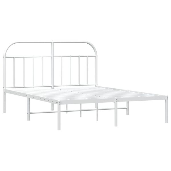 vidaXL Metal Bed Frame without Mattress with Headboard White 160x200cm