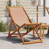 vidaXL Folding Beach Chair Taupe Solid Wood Eucalyptus and Fabric