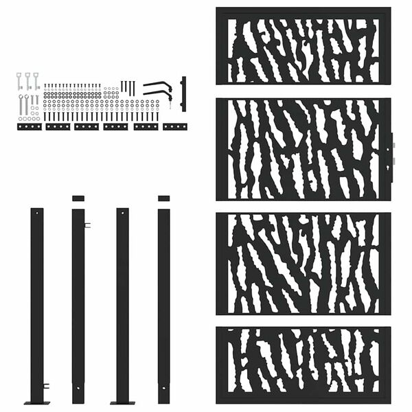 vidaXL Garden Gate Black 100x175 cm Steel Trace Design