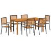 vidaXL Garden Dining Set 7 pcs Black Solid Acacia Wood