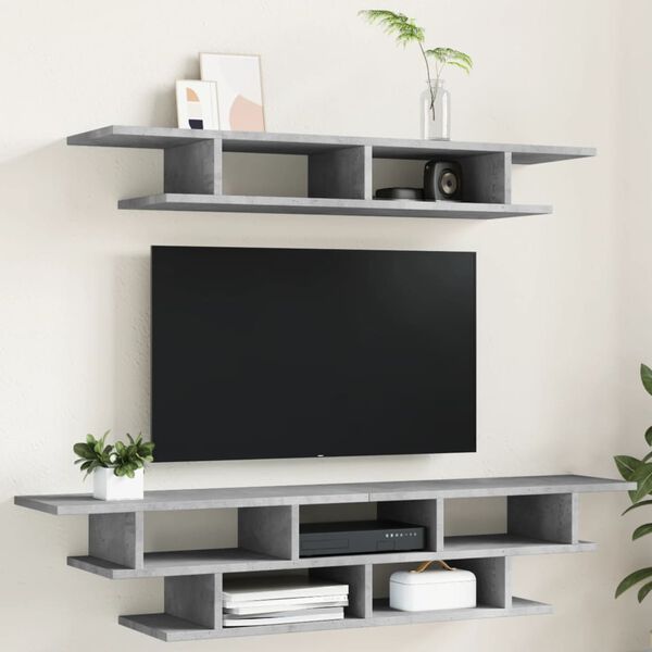 vidaXL TV Wall Units Concrete Grey Engineered Wood