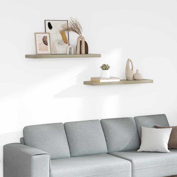 vidaXL Floating Wall Shelves 2 pcs Oak 90x23.5x3.8 cm MDF
