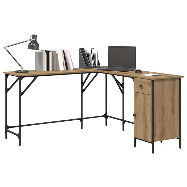 vidaXL Desk Artisan Oak 141 x 141 x 75 cm Engineered Wood