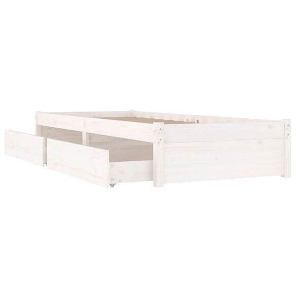 vidaXL Bed Frame without Mattress with Drawers White 100x200 cm (814940+814990)