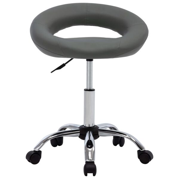 vidaXL Rolling Work Chair Grey Faux Leather